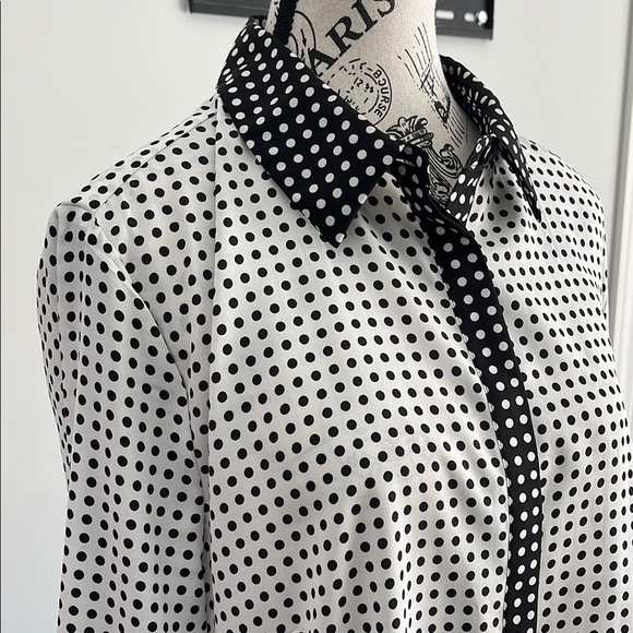 Funky Basics Black and White Polka Dot button down Shirt - Picture 2 of 5